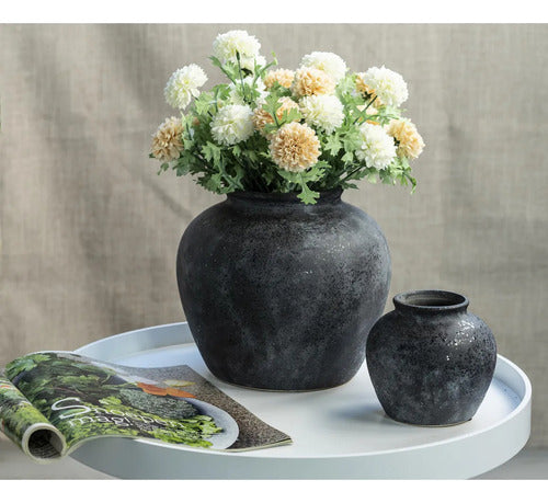 Jarrón Florero Terra Negro 12,5 X 11cm Just Home Collection Negro