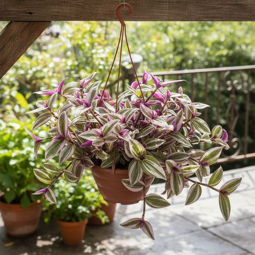 Tradescantia Fluminenses Tricolor En Maceta Colgante