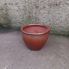 Maceta De Barro Esmaltado Nairobi Tamaño Extra Chico Cobre No5