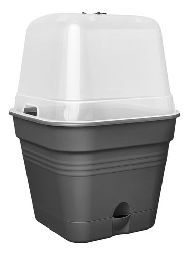 Maceta Green Basics Growpot Square All In 1 25cm Negro
