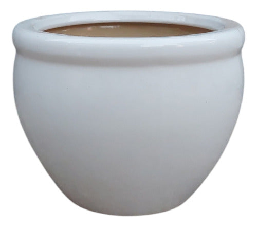 Macetero De Cerámica Interior Roma Tamaño Mediano Blanco No 2
