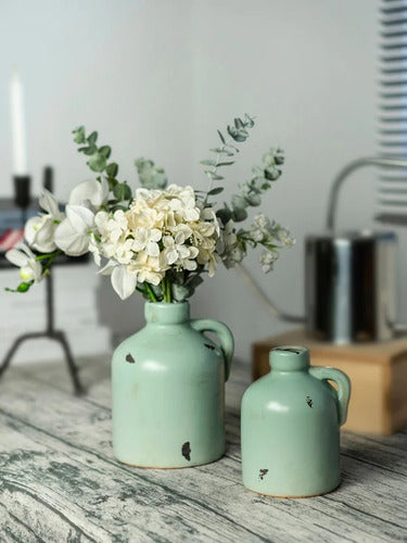 Jarrón De Cerámica Verde 12x11cm Just Home Collection Verde