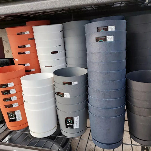 Maceta Vasart Rio 15 × 15cm Con Plato Incluido Negro