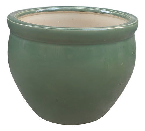 Macetero De Cerámica Interior Roma Tamaño Grande Verde