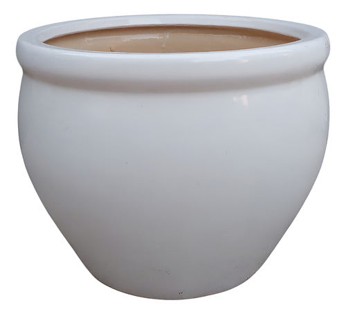 Macetero De Cerámica Interior Roma Tamaño Grande Blanco