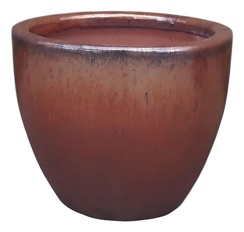Maceta De Barro Esmaltado Nairobi Tamaño Extra Chico Cobre No5