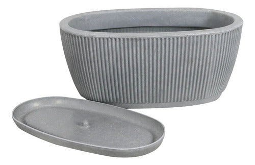 Maceta Jardinera Vasart Sp27 51 × 23cm Con Plato Incluido Blanco Artstone