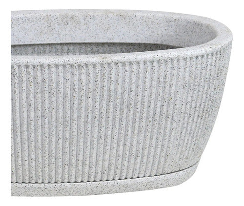 Maceta Jardinera Vasart Sp27 51 × 23cm Con Plato Incluido Blanco Artstone