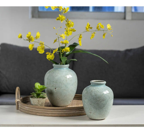 Jarrón Florero Terra Celeste 13 X 16cm Just Home Collection Celeste Terra