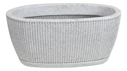 Maceta Jardinera Vasart Sp27 51 × 23cm Con Plato Incluido Blanco Artstone