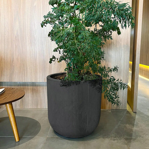 Maceta Vasart Sp27 54 × 54cm Con Plato Incluido Negro Artstone Sp27