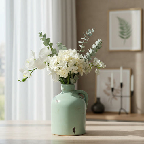 Jarrón De Cerámica Verde 12x11cm Just Home Collection Verde