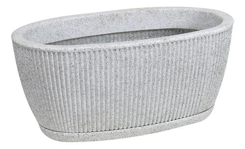 Maceta Jardinera Vasart Sp27 51 × 23cm Con Plato Incluido Blanco Artstone