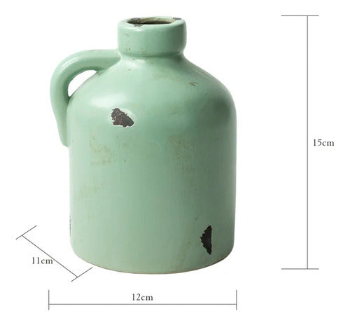 Jarrón De Cerámica Verde 12x11cm Just Home Collection Verde